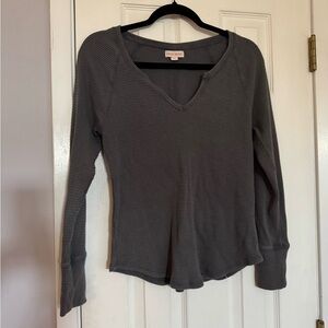 Knox Rose Charcoal Long Sleeve V-Neck Top